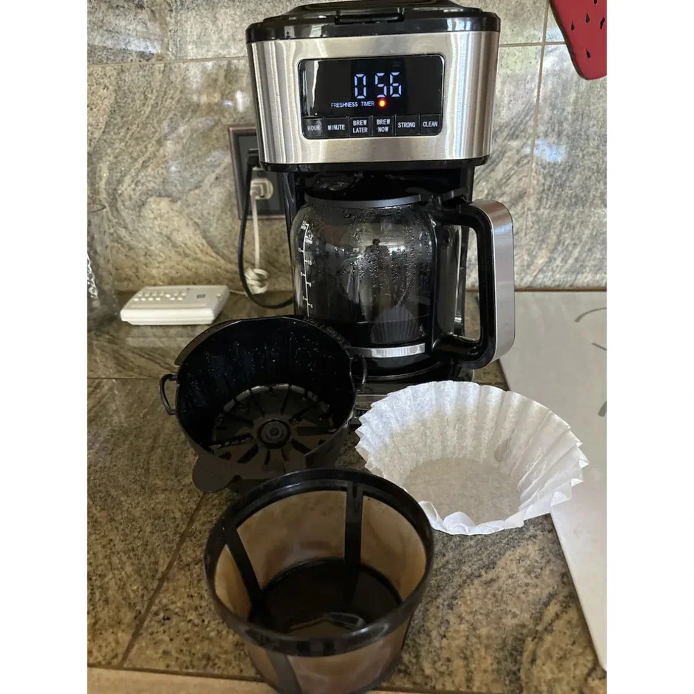 bella PRO 12-Cup Programmable Coffee Maker Stainless Steel Black LED Screen NEW